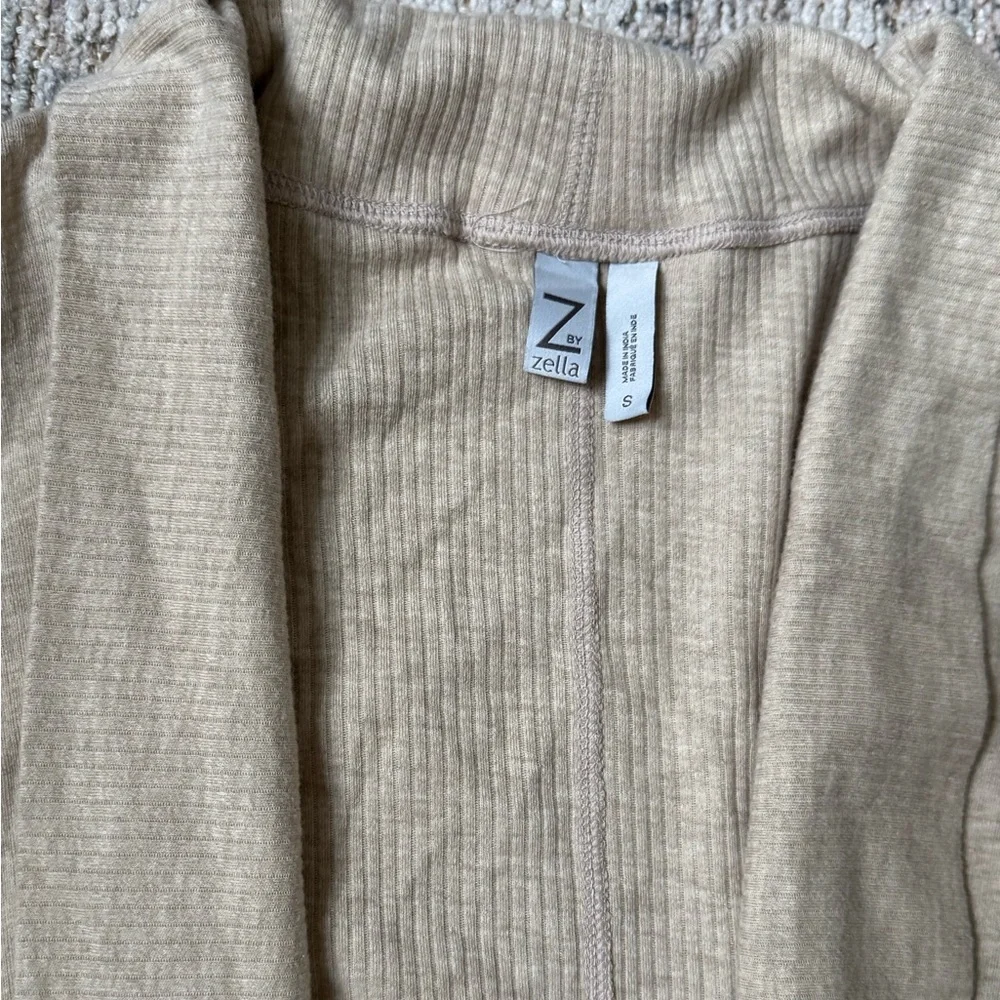 Z by Zella Nordstrom jersey knit Tan Open Front pocket athletic Cardigan NWT Sm - Picture 4 of 7